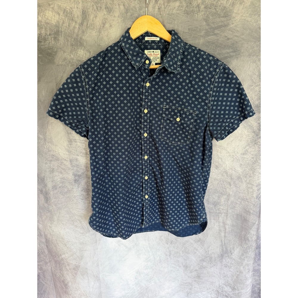 Lucky Brand Mens California Fit Vintage Print Short Sleeve Casual Summer Shirt L